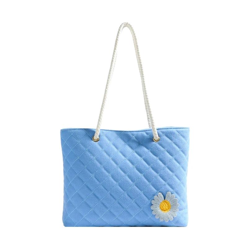Borsa a Spalla Pendolare Morbida e Semplice in PU Monocromatico con Chiusura a Fiore di Grande Capacità Moda