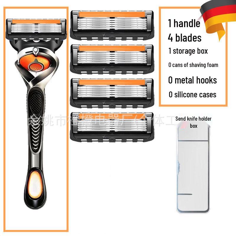 Premium German 5-Blade Manual Razor for Men – Perfect for Face and Bald Head Shaving