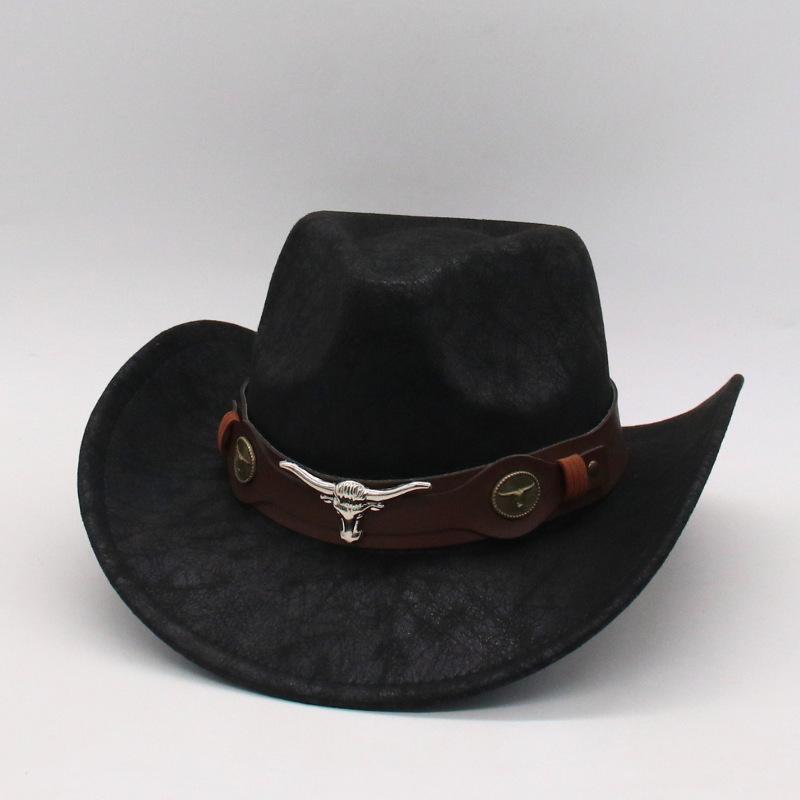 

Wind Spring And Summer Western Denim Top Hat Tibetan Bull Head Accessories Ethnic Men S And Women S Hats one size fits all (peach cow)