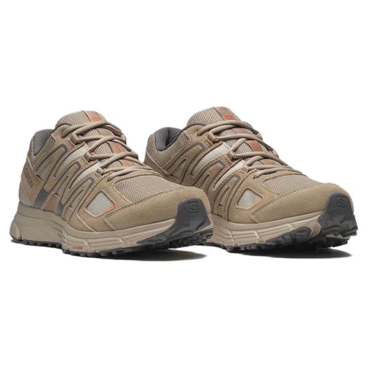SALOMON X-Mission 4 Suede Comfortable Shock Absorbing Slip Resistant Durable Waterproof Low Top Outdoor Functional Shoes Unisex Shoes Brown 474378