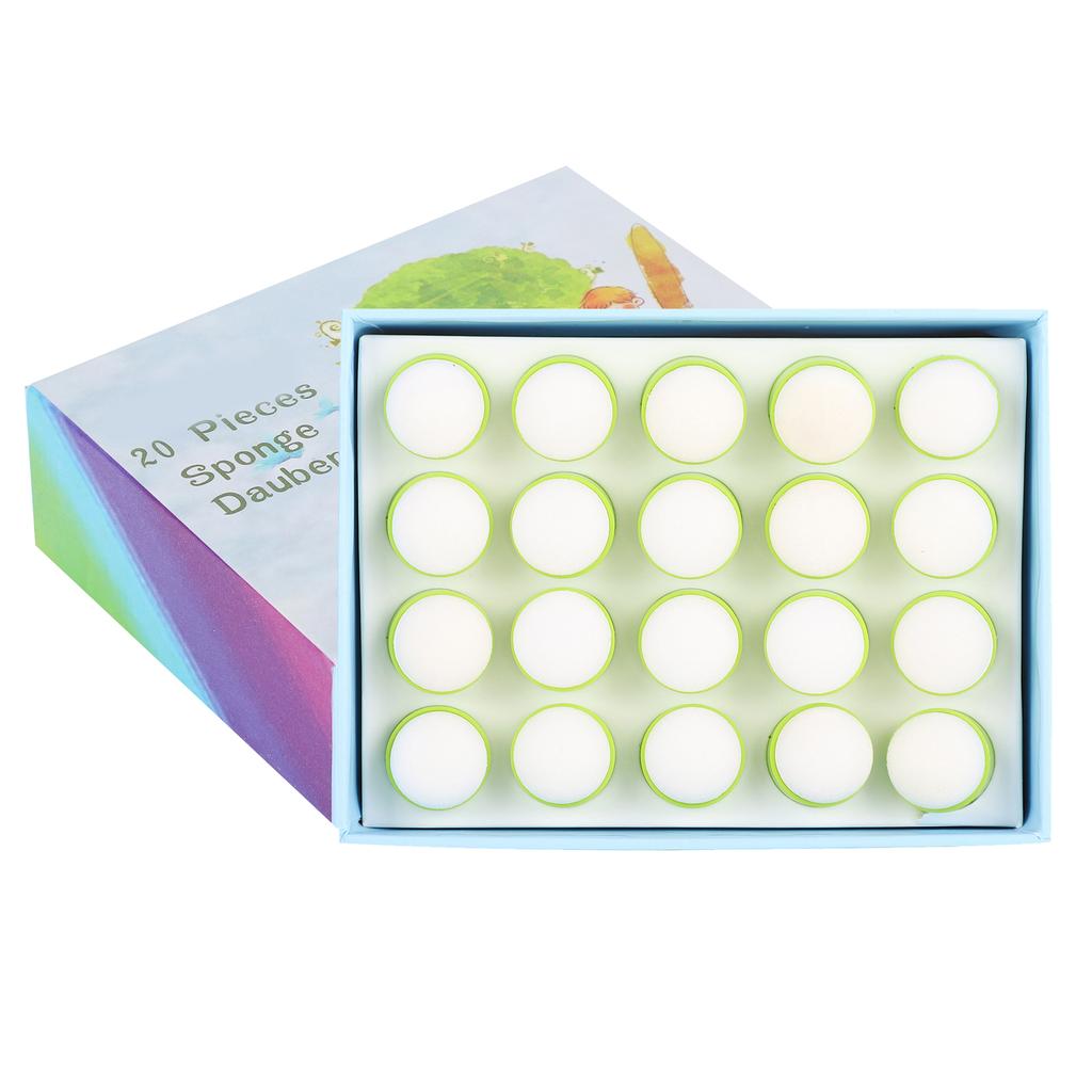 20Pcs Finger Sponge Daubers Green Children  Painting Ink Pad Stamping Tools Boxed