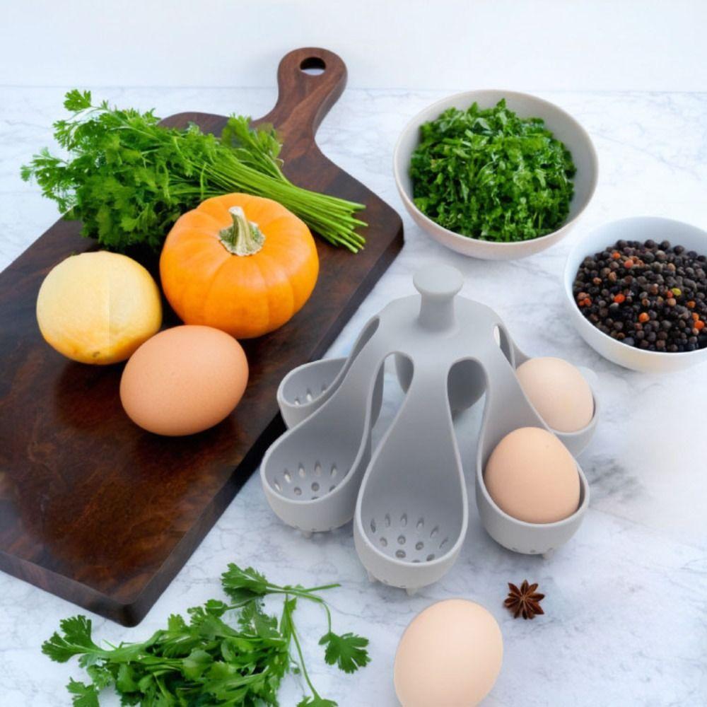 6 Hole Egg Cooker Silicone Cooking Egg Storage Rack Kitchen Gadget Boiled Egg Holder  Home