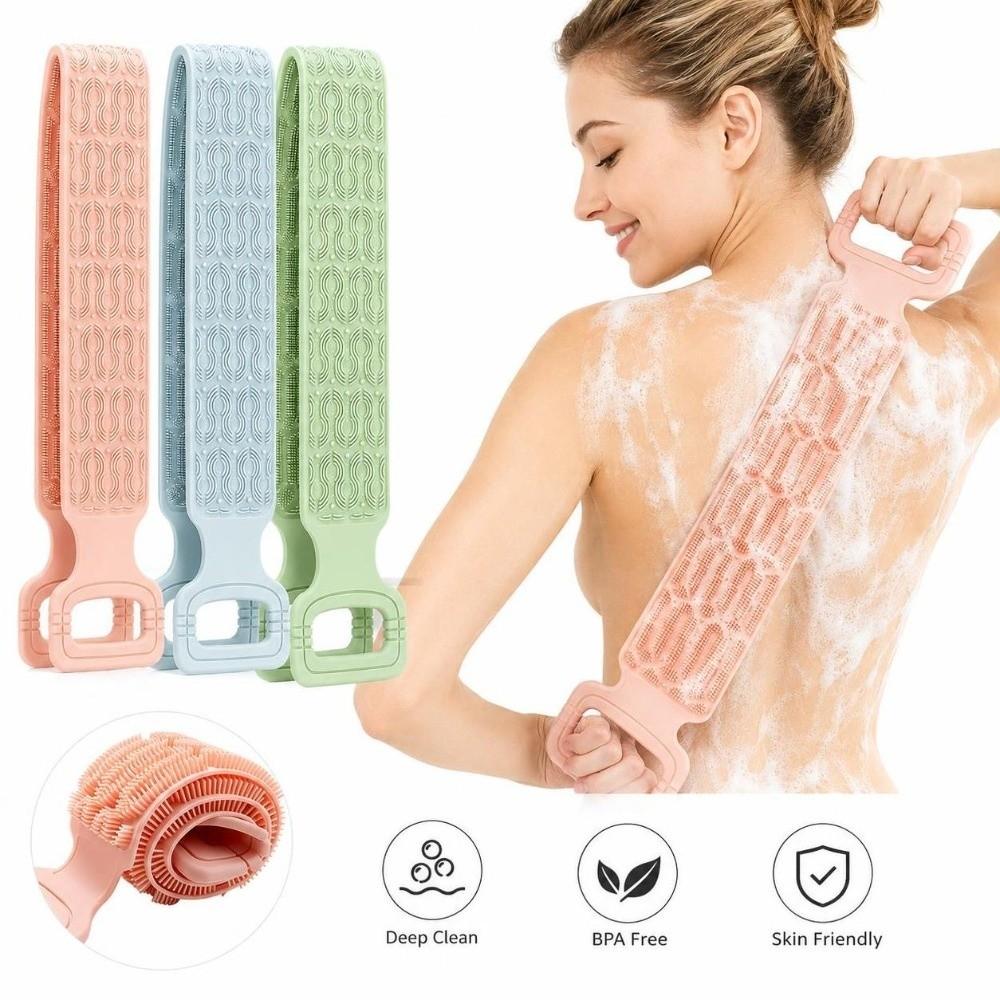 Back Reaching Silicone Body Scrubber Long Strip Exfoliating Bath Towel Shower Bathing