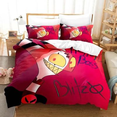 Anime Helluva Blitzo Boss Bettwäsche-Set Bettbezug Bett-Set Steppdeckenbezug Kissenbezug Steppdecke King Queen Größe Jungen Erwachsene