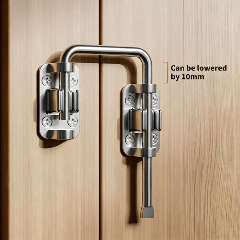 Door Bolt Fastener Metal Body with Adhesive Tape and Screws for Door Window Cabinet Fitting In Home Repair Use