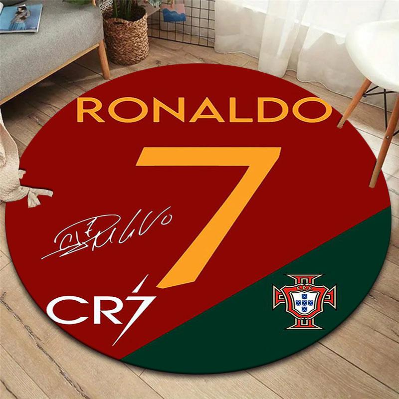 CR7 Cristiano Ronaldo Round Area Rug,Carpet Rug for Living Room Bedroom Sofa Playroom Decor,Non-slip Floor Mat
