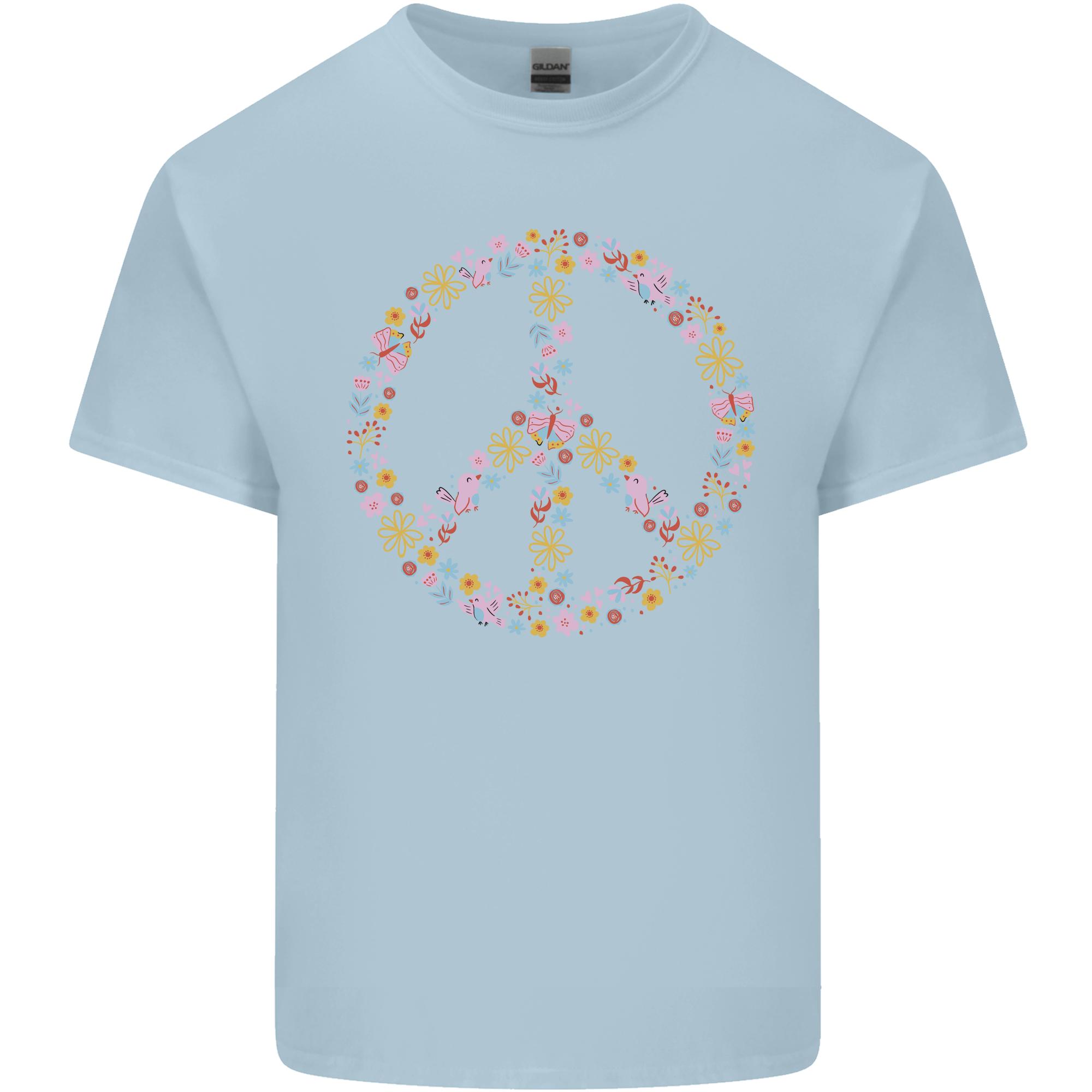 Floral Peace Symbol Hippie Love Unisexs Light Cotton TShirt S