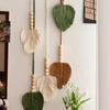 Creative Tassel Bohemian Wall Decor Yarn Woven Retro Handwoven Tapestry Handmade Wooden Beads Wall Art Leaf Tapestry Gift