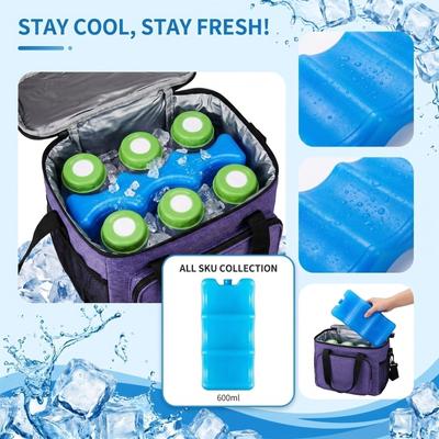 Blaue Kühlakkus 600ml Form, Wiederverwendbare Gefrierakkus für Kühlboxen, Eiskristalle für Kühlbox-Ventilator, Kein Nachfüllen nötig
