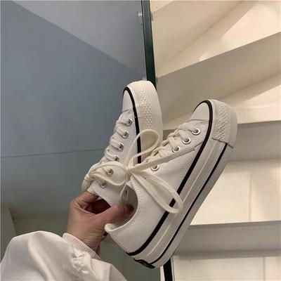 Ryan Vulcanized Women's Shoes White Low-top Platform Canvas Shoes Women's Versatile Shoes Heightening Cloth Shoes Women's Ins Tide