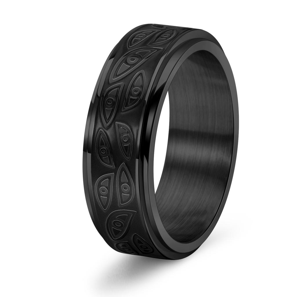 Retro God's Eye Rotating Ring for Men Woman Fashion Stainless Steel Eye of Providence Finger Jewelry Gothic Bohemian Style Men's Accessory