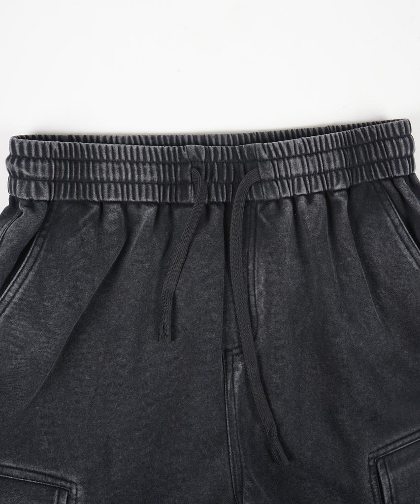 BIRBANTE Garment-Dyed C.L Fit Cargo Half Pants - Charcoal