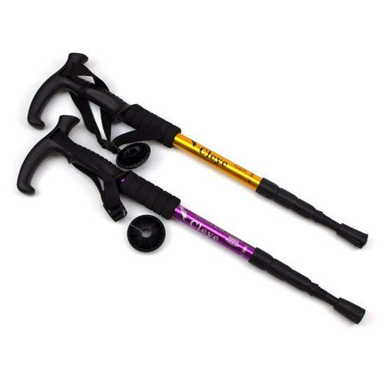 Aluminum Alloy Retractable Anti-Shock Walking Stick Outdoor Trekking Hiking Cane