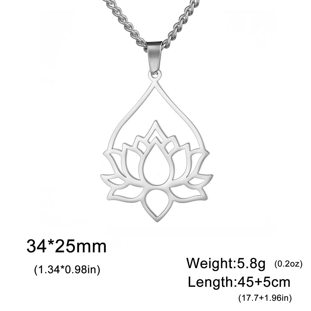 Dawapara Yoga Lotus Flower Women Necklace Buddhist Mandala Minimalism Charm Stainless Steel Healing Jewelry