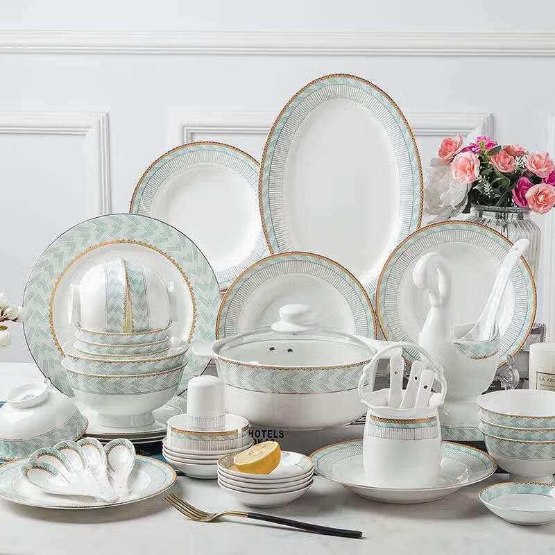 Jingdezhen New Chinese Style 56-Piece Ceramic Dinnerware Set
