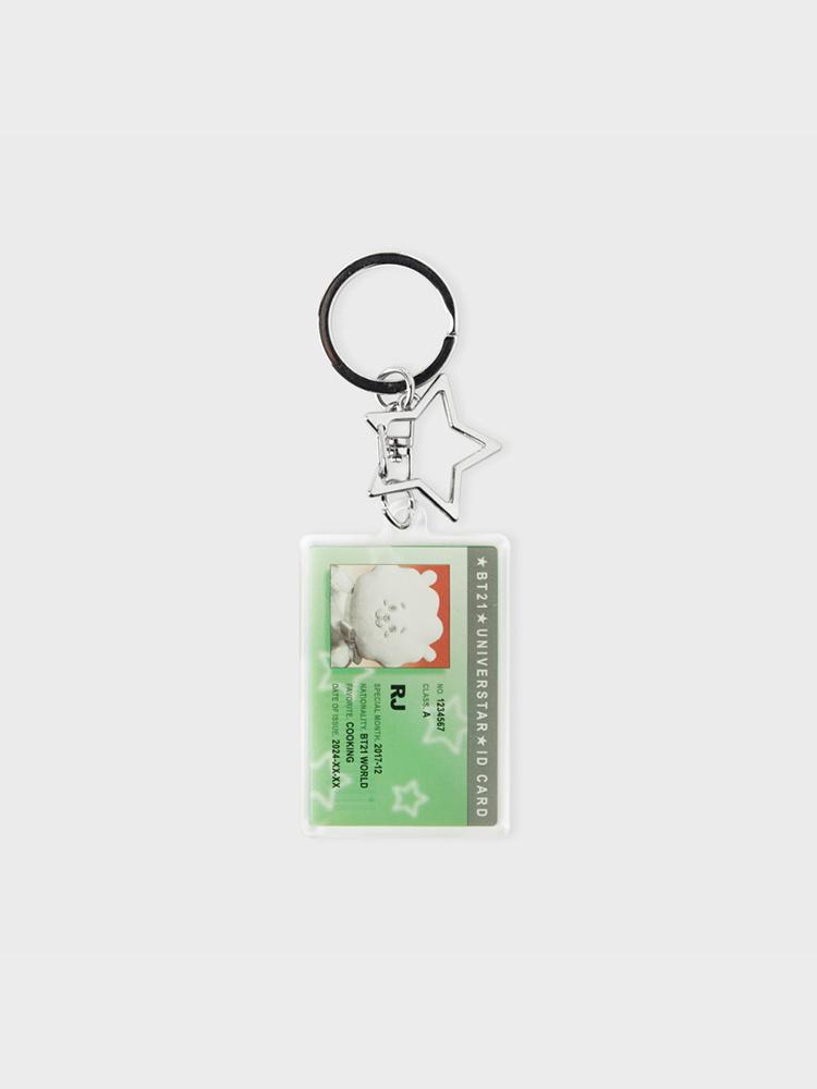 Line Friends BT21 RJ Silver Edition ID Card Acrylic Keychain