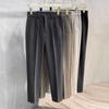Men's Slim Fit Wool Trousers - Business Casual Nine-Point Style for Spring, Autumn, and Winter