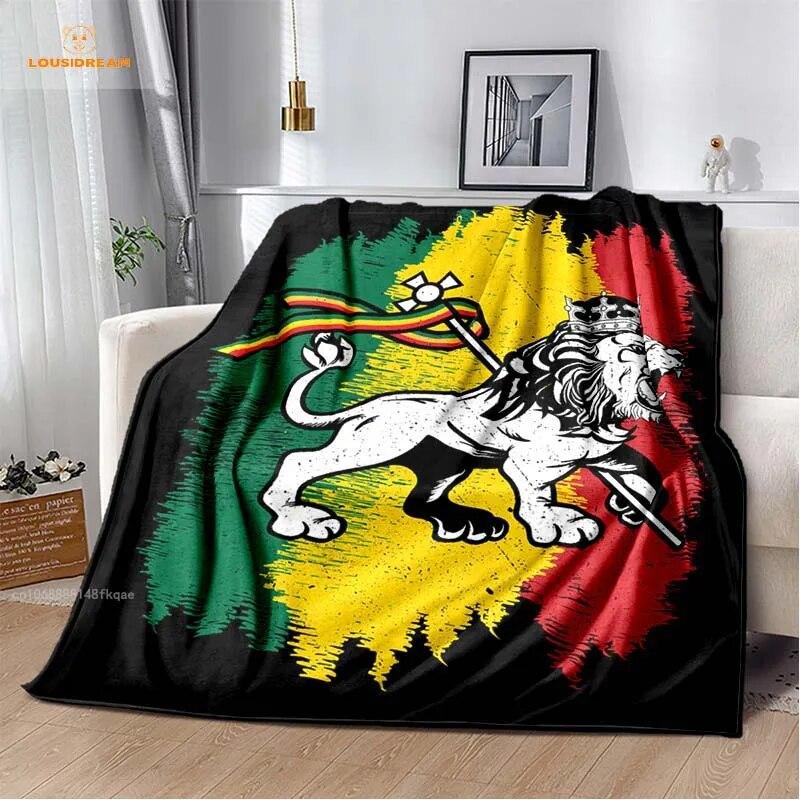 

Reggae Music Lion Jamaican Rasta Maple Leaf Blanket Flannel Blanket Throw Blanket Sofa Blanket for Living Room Bedroom Beds Gift