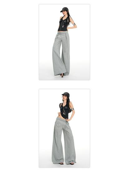 2026 Spring Low-Waist Drawstring Zipper Loose Drape Casual Pants