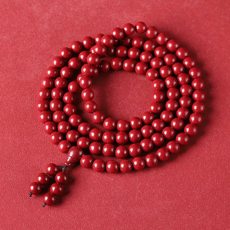 Bestselling Natural Cinnabar 108 Bead Buddhist Rosary Bracelet with High Purple Gold Sand Content