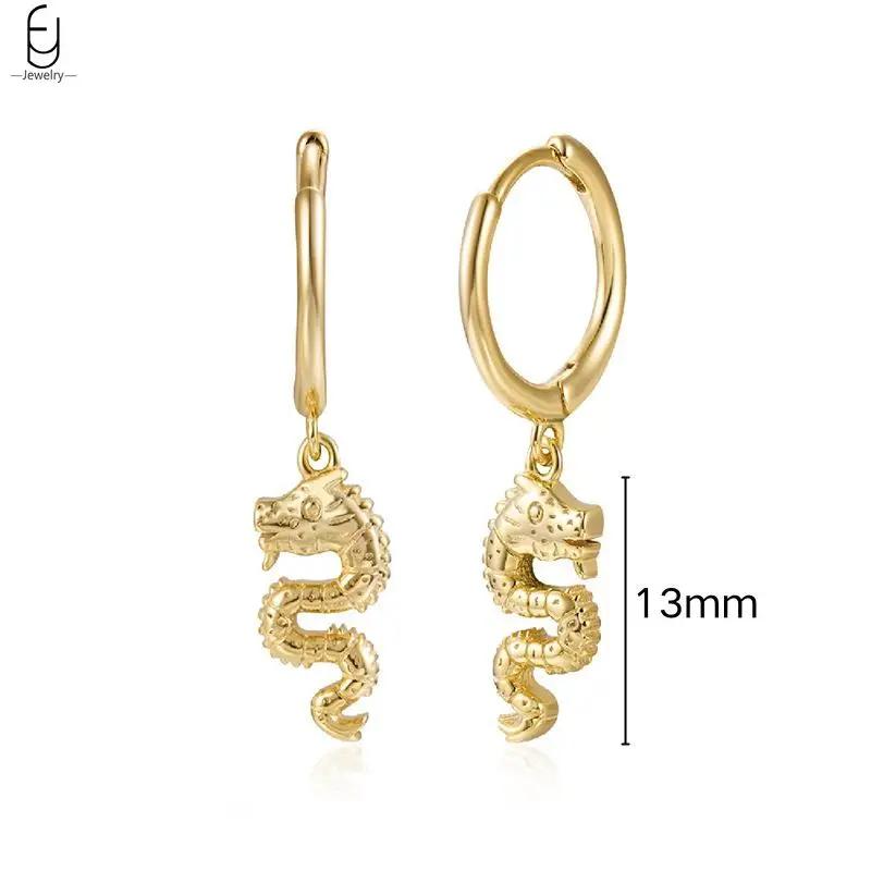925 Silver Needle Vintage Snake Earrings Women Gold Round Ear Clips Punk Style Fashion Hoop Earrings Women Jewelry