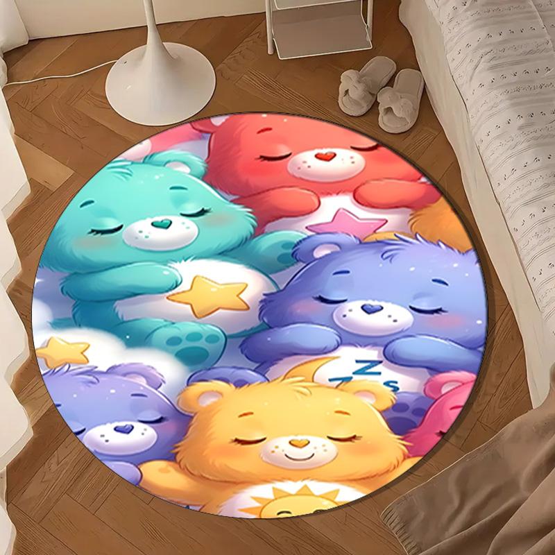 Love Bears Cozy Night Round Rug for Livingroom,Bedroom, Palyroom, Chair Rug, Area Rug, Circle Carpet, Large Size Fan Christmas Gift