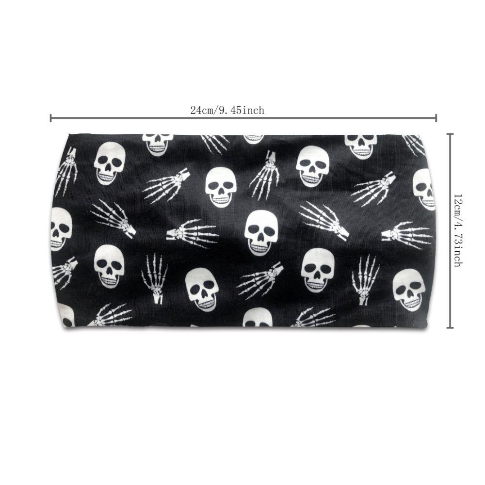 1pc Fashion Non Slip Punk Headband Skull Pattern Headband Halloween Headwear Knotted Hair Band Hair Styling Accessories