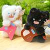 Yousheng Electric Guitar Cat Keychain Plush Rock Star Cat Plush Pendant Soft Stuffed Cat Keyring Cute Bag Charm for Teens & Cat Lovers