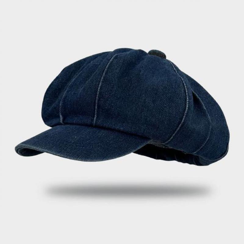 Women's Retro Denim Cloud Beret Flat Vintage Painter Cap Trendy Simple Spring Fashion Winter Hat for Female