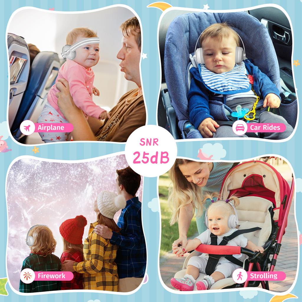 Baby Ear Protection for Babies & Toddlers Noise Reduction Earmuffs Comfortable Baby Headphones with Adjustable Headband Travel