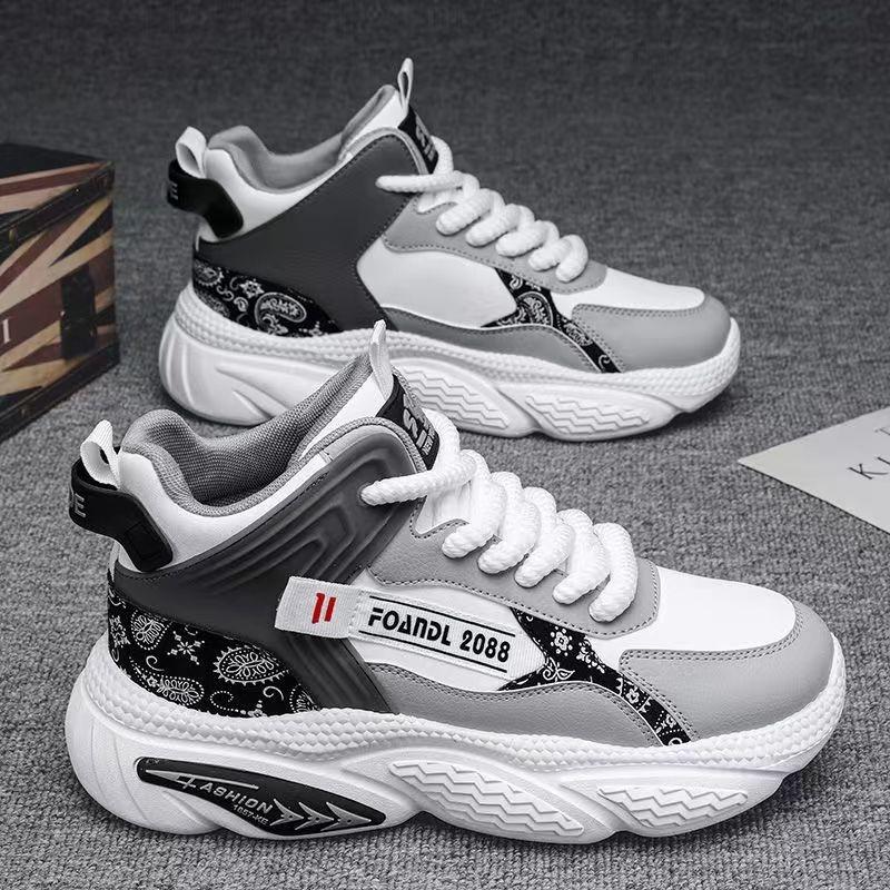 New men's sports single shoes high-top basketball shoes men's youth and youth trendy brand running heightened thick-soled leisure