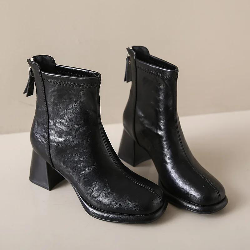 Fashion Comfort Fashion Winter Shoes Platform Boots Genuine Leather Large Size 43 Women Ankle Boots Women High Heels Ladies Booties