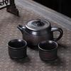 Large-Capacity Purple Clay Kung Fu Tea Set with Jump Knife Teapot and Two Cups