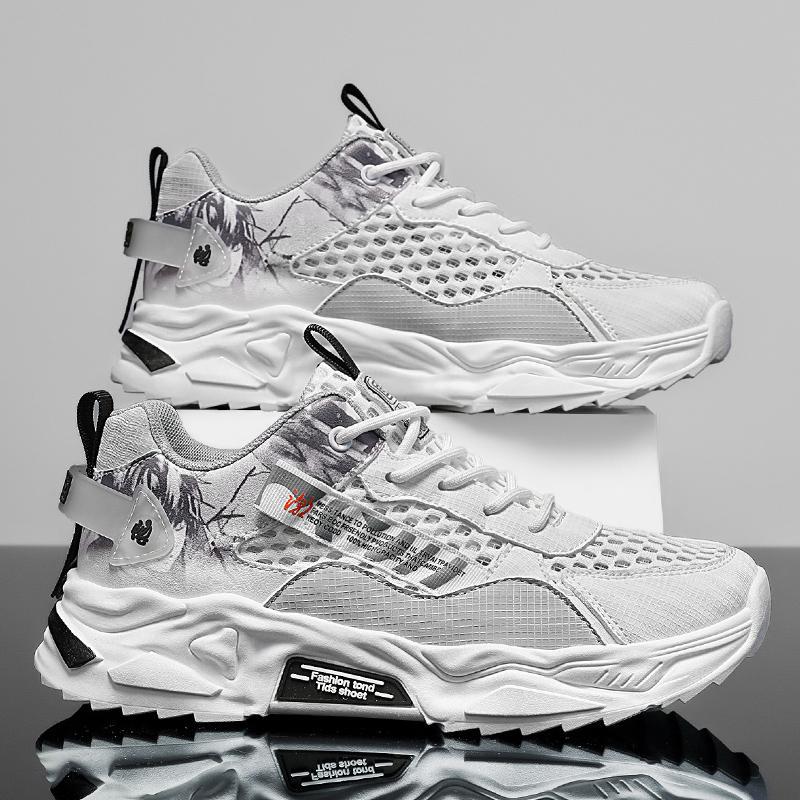 Explosive Men's Shoes New Summer Breathable Mesh Sports Casual Shoes Men's Trend Versatile Running Dad Shoes