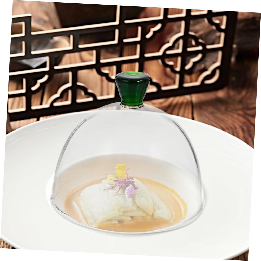 KICHOUSE 4-inch Heat-Resistant Glass Smoked Dome Cover, Clear Food Cover, Food Protection, Ideal for Storing Cakes and Bread