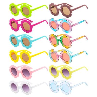 Gafas de Sol Redondas para Niños con Flores, Coloridas, Protección Solar, para Fiesta, Festival Disco