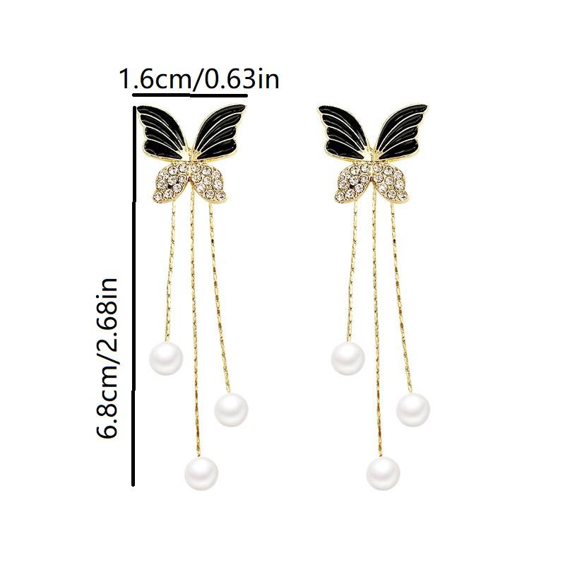 2PC Women's Fashion Tassel Butterfly Earrings Zircon Accessories Suitable for Date, Party, Festival Gifts-14901