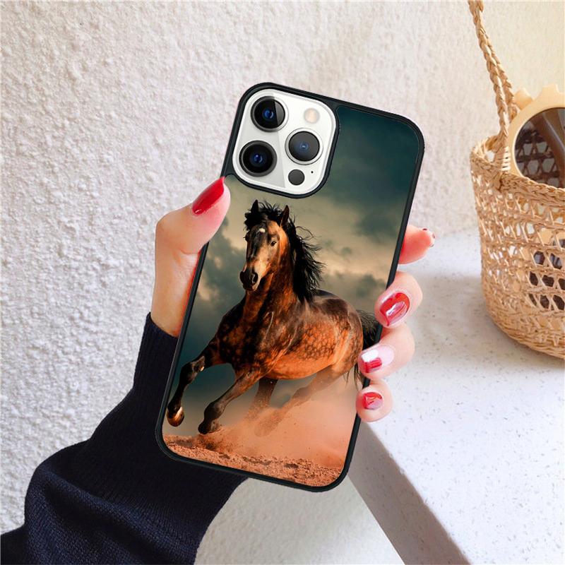 The Running Black Quarter Horse Phone Case for iPhone 17 Air 16 PRO MAX 15 14 PLUS 12 11 13 Cover Fundas Shell Coque