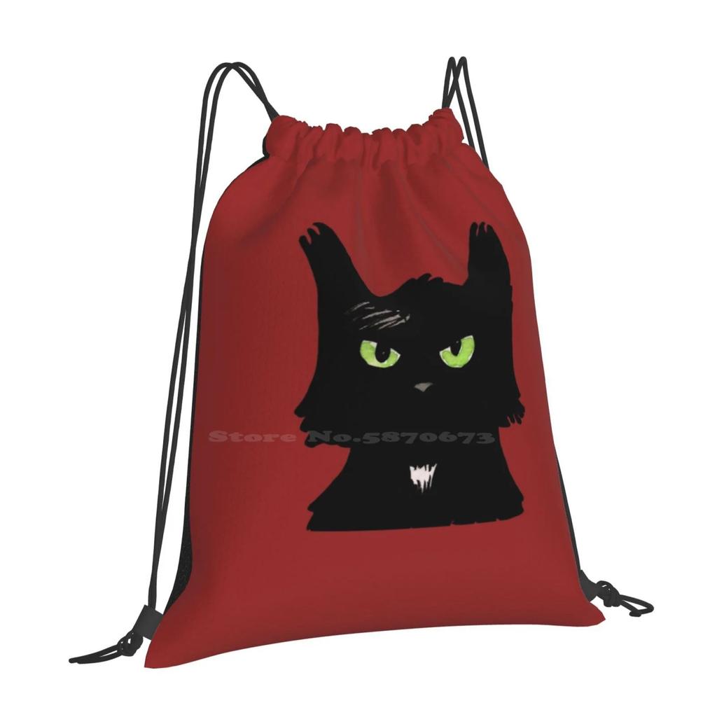 Glückskatze Tasche Rucksack Für Männer Frauen Mädchen Teenager Schwarze Katze Glückskatze Tiere Schwarzes Tintenporträt