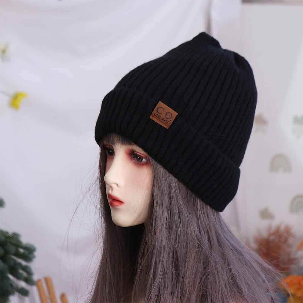 Add Fur Lined Plush Knitted Hat Windproof Warm Beanie Cap Korean Winter Knitted Hats  Men Women