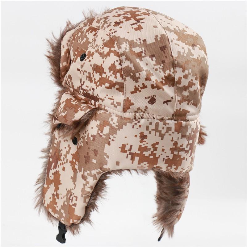 Winter Fleece-Lined Russian-Style Trooper Hat With Embroidered Patch Windproof Warm Ear Protection Cap Men Women