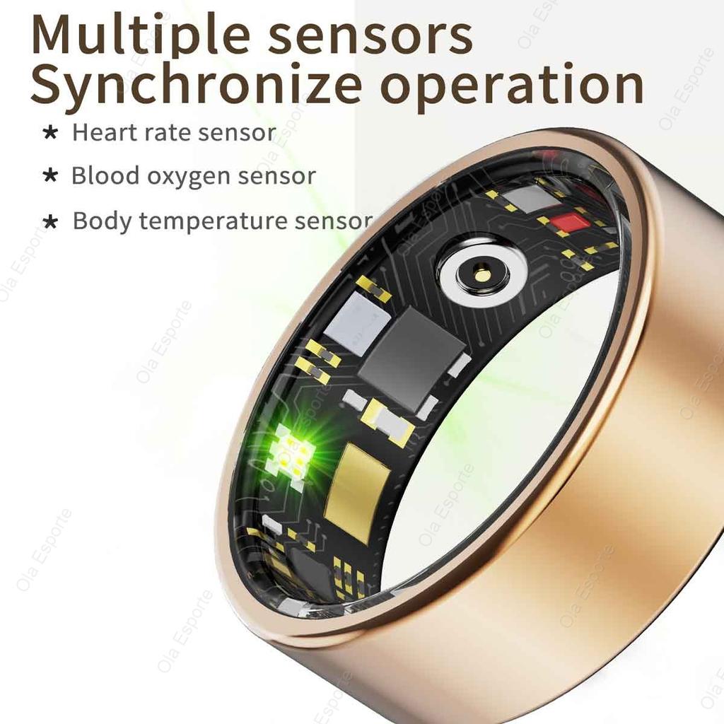 New Multi-Functional Smart Ring Men Women With Charging Case Heart Rate Blood Oxygen Monitoring Waterproof For Android iOS