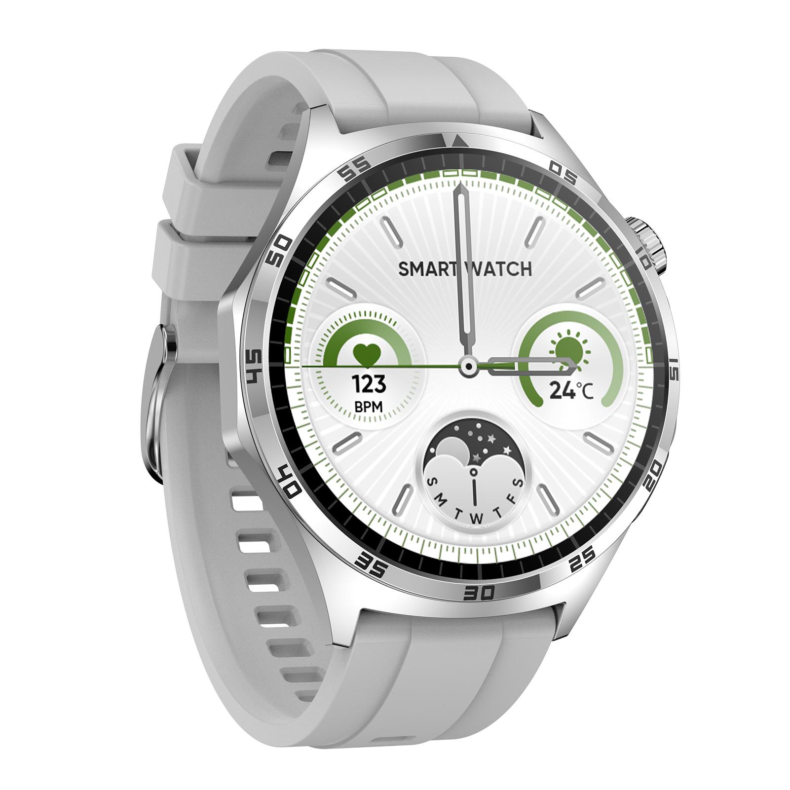 

MT300 Смарт-часы 1.43 Монитор сердечного ритма сна Смарт-часы для мужчин и женщин Фитнес-часы с 50+ серебряный