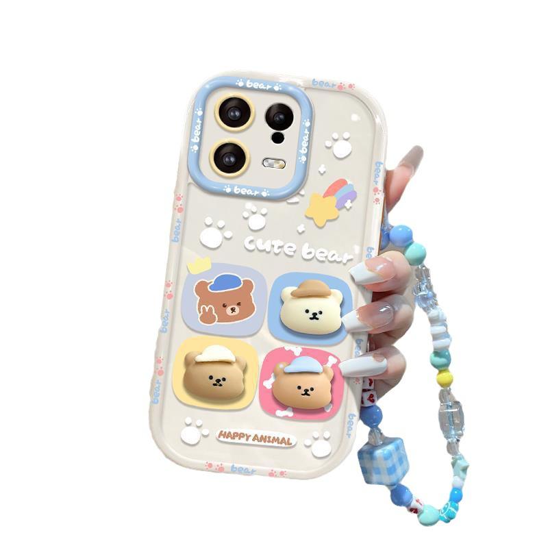 Applicable To Apple 14promax Mobile Phone Case IPhone 13 Full Cover Anti-fall 12 Silicone Cute Bear Doll Pendant