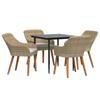 Garden Dining Set with Cushions 5 Pcs Beige Poly Rattan