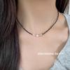 Su Chuang S925 Sterling Silver & Pearl Beaded Necklace with Black Spinel - Women's Light Luxury Clavicle Chain