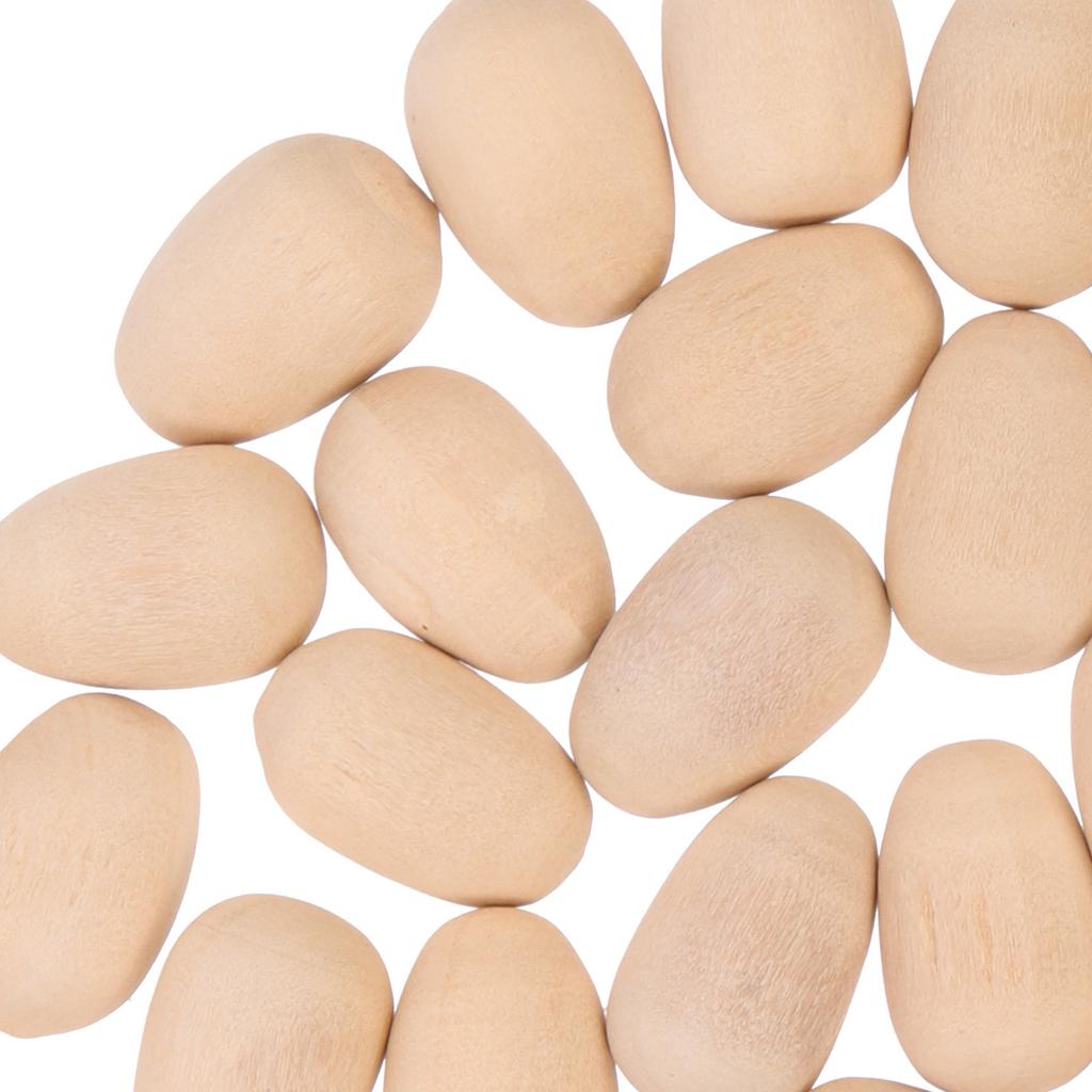 100Pcs Wooden Fake Eggs Easter Decorations Smooth Surface Paintable Craft Eggs for DIY Projects Desktop Display Holiday