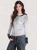 Contrasting Color Splicing Design Sense Letter Embroidery Long-sleeved T-shirt Women's Autumn and Winter New Slim and Thin Bottoming Top
