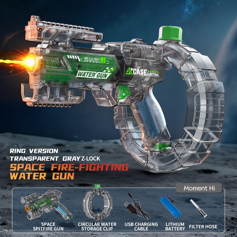 Electric Water Gun Automatic Continuous Firing Squirt Gun Outdoor Toy Long Range Shooting Water Gun with Lights Swimming Toys