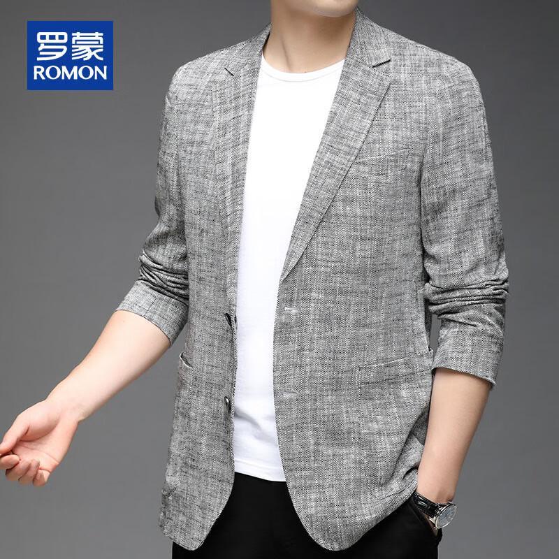 ROMON Pánské ležérní sako úzkého střihu ze směsi lnu